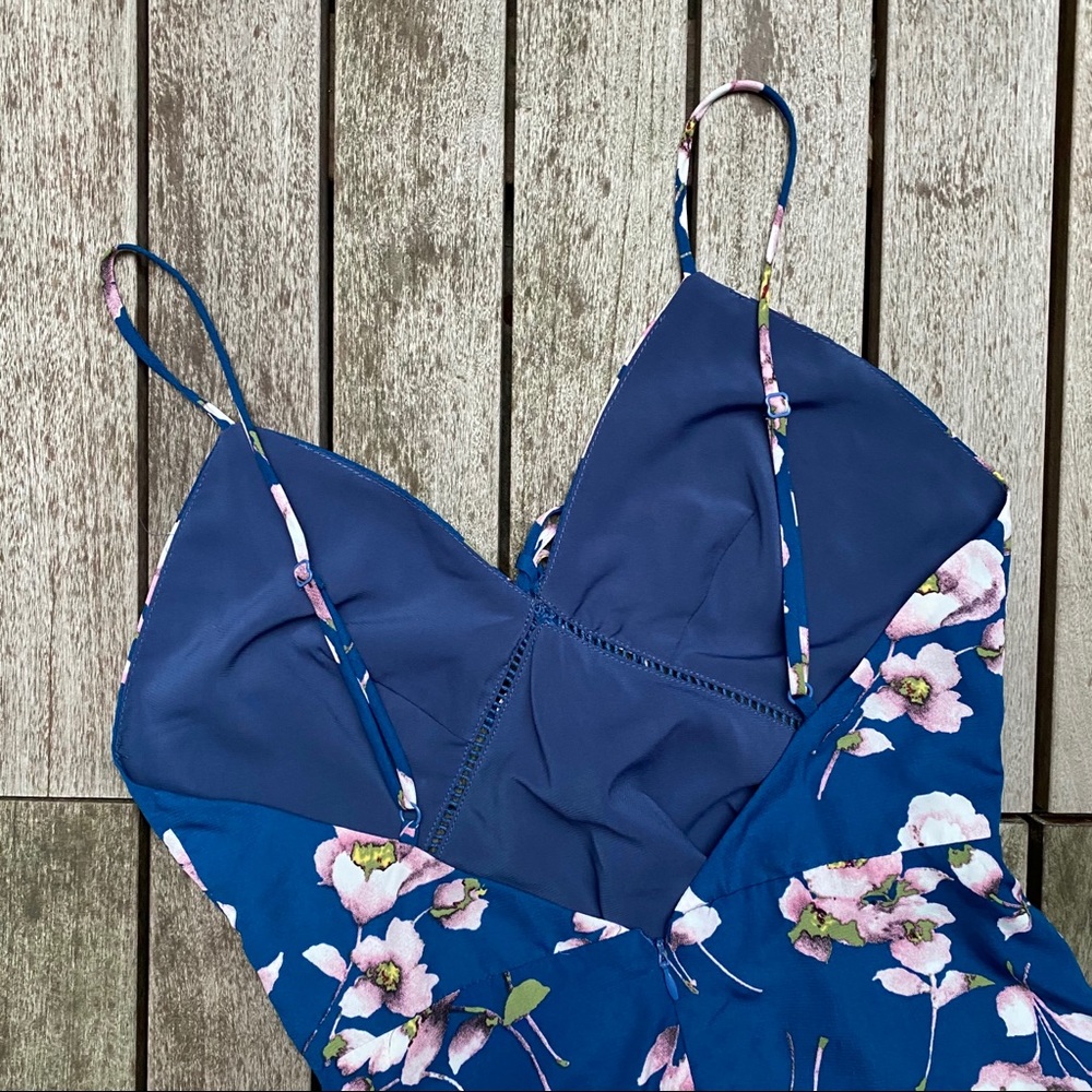 SUGARLIPS Navy & Pink Floral Print Mini Dress - Picture 5 of 10